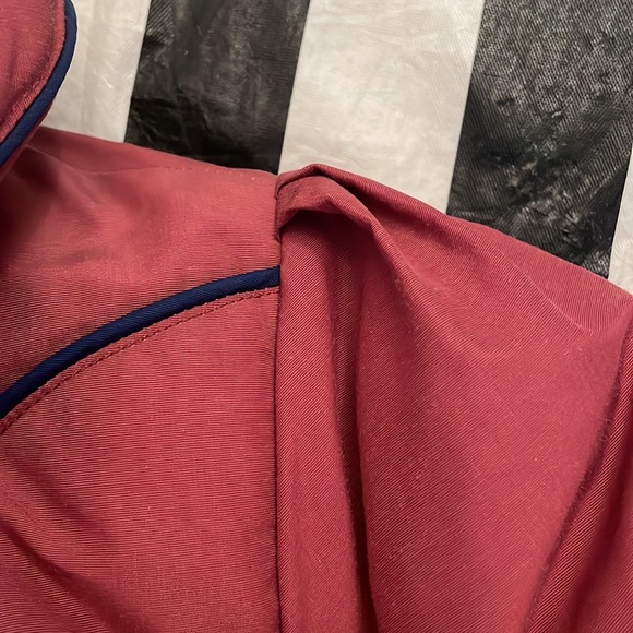 Vintage 80s 1st Down Sz 14 Burgundy & Navy Puff Sleeve 100% Goose Down Ski Coat - Picture 4 of 13